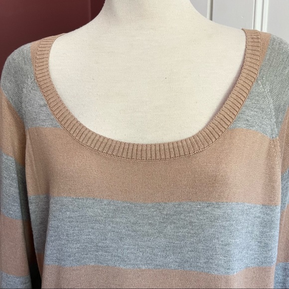 NWT Haute Hippie Pullover Camel Tan Gray Viscose Silk Striped Sweater Size XS/S - Picture 6 of 10